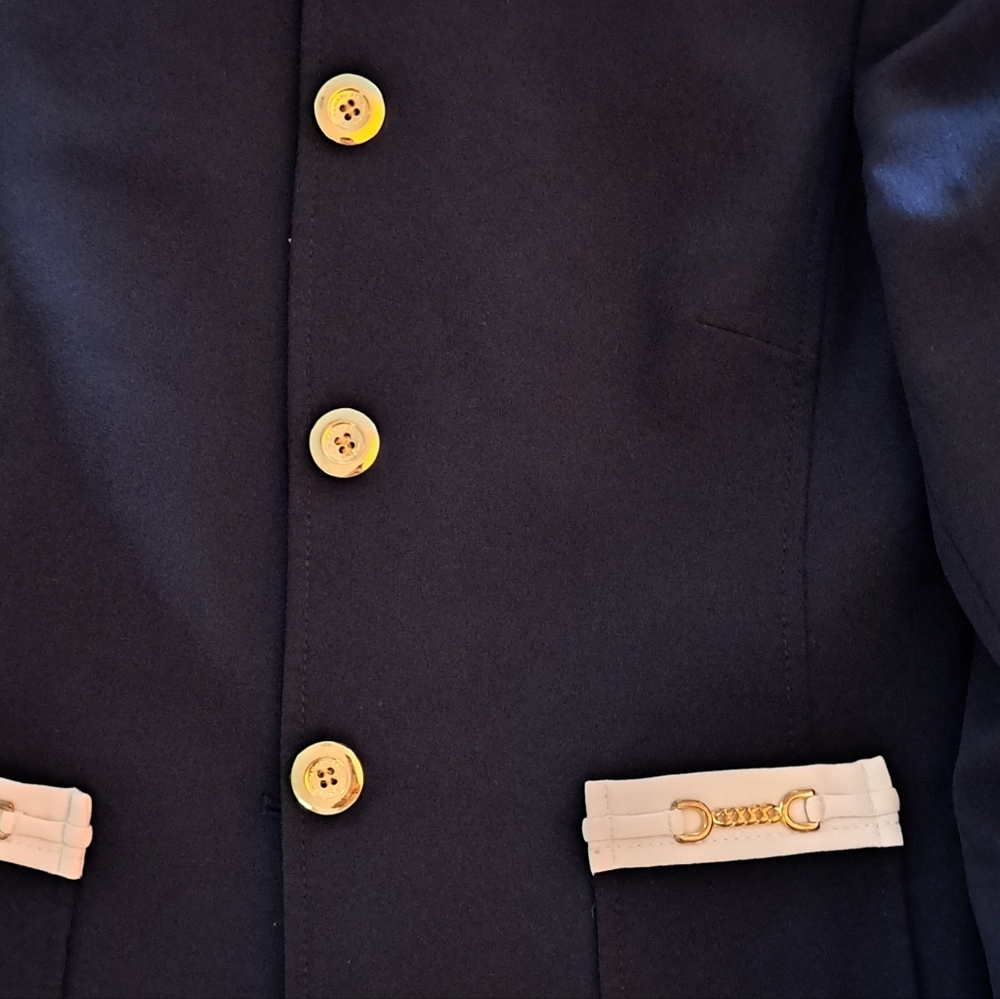 Elegant Navy Blazer with Gold Accents